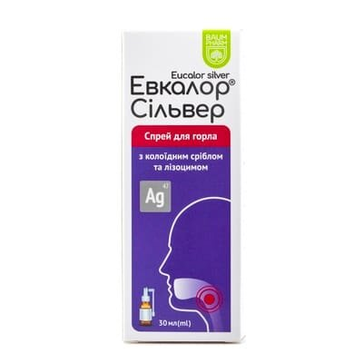 Евкалор Сільвер Baum Pharm спрей для горла та ротової порожнини по 30 мл у флак.