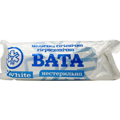 Вата нестерильна Dr.White медична гігієнічна гігроскопічна, ролик, 25 г