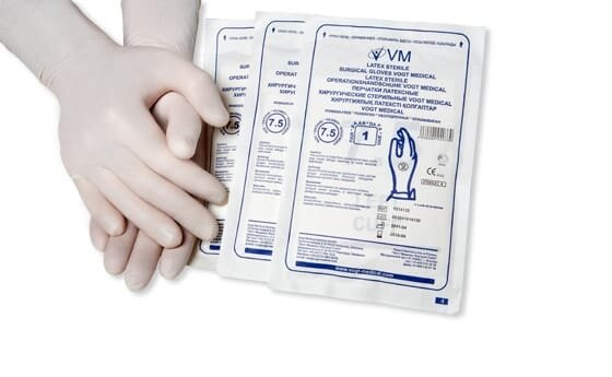 Рукавички хірургічні Vogt Medical латексні з пудрою, розмір 8 стерильні, 1 пара