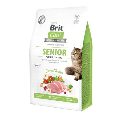 Корм сухий для літніх кішок з надмірною вагою Brit Care Cat GF Senior Weight Control з куркою, 2 кг