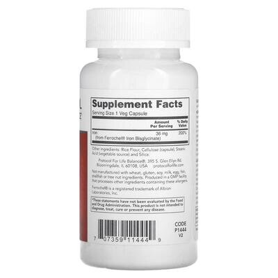 Залізо Protocol for Life Balance Iron 36 мг, 90 веганських капсул