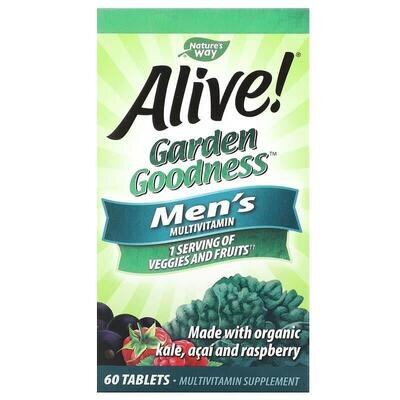 Мультивітаміни для чоловіків Nature's Way Alive! Garden Goodness for Men, 60 таблеток