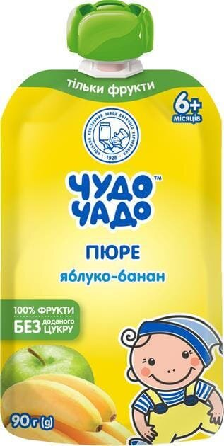 Пюре фруктове Чудо-Чадо Яблуко-банан без цукру з 6 місяців, 90 г