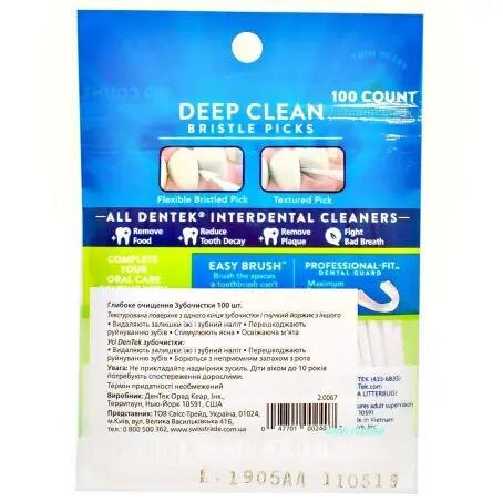 Флос-зубочистки DenTek Deep Clean зі щетинками, 100 штук
