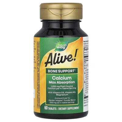 Кальцій Nature's Way Alive! Calcium Bone Support, 60 таблеток