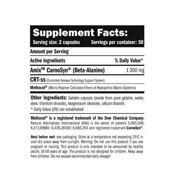 Амінокислоти Amix Nutrition Beta Alanine CarnoSyn 600 mg, 100 капсул