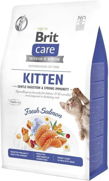 Корм сухий для кошенят Brit Care Cat GF Kitten Gentle Digestion Strong Immunity з лососем, 0,4 кг