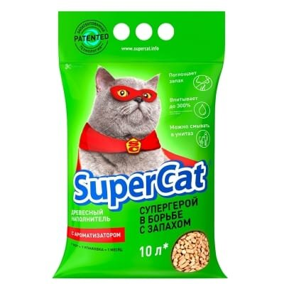 Наповнювач для туалету Collar SuperCat Стандарт дерев'яний із ароматизатором, зелений, 3 кг (10 л)