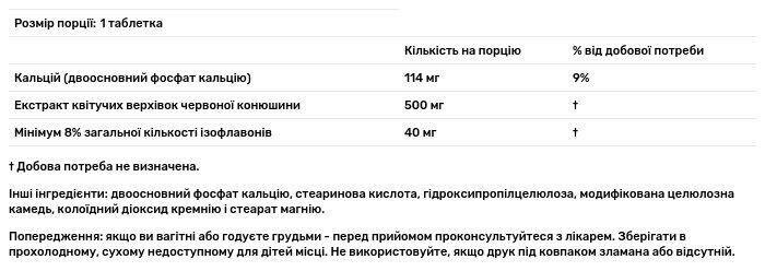 Червона конюшина Source Naturals Red Clover Extract 500 мг, 60 таблеток