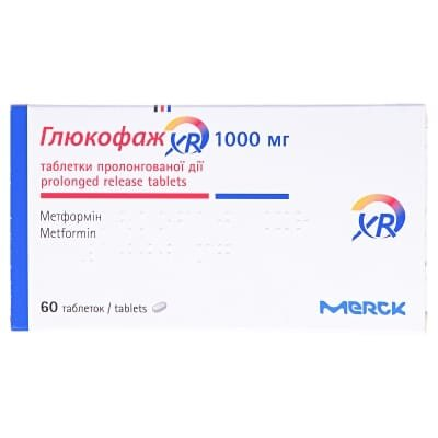 Глюкофаж XR таблетки прол./д. по 1000 мг №60 (10х6)