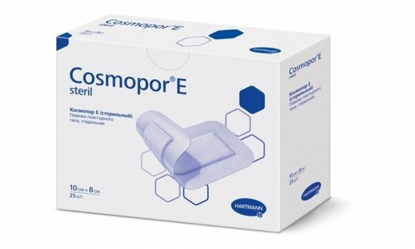 Пов'язка пластирна Cosmopor E steril для закриття ран 10 см х 8 см стерильна, 25 штук