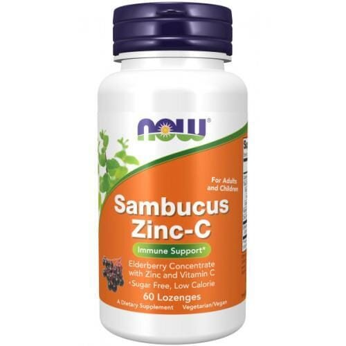 Бузина Цинк-С NOW Sambucus Zinc-C льодяники №60