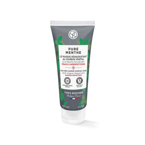 Маска для обличчя Yves Rocher Pure Menthe з Вугіллям та М’ятою, очищувальна, для матовості, 75 мл