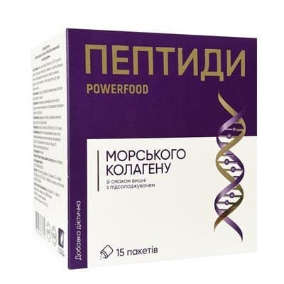 Пептиди колагену Бьюті POWERFOOD зі смаком вишні з підсолоджувачем порошок у пакетах по 12000 мг №15