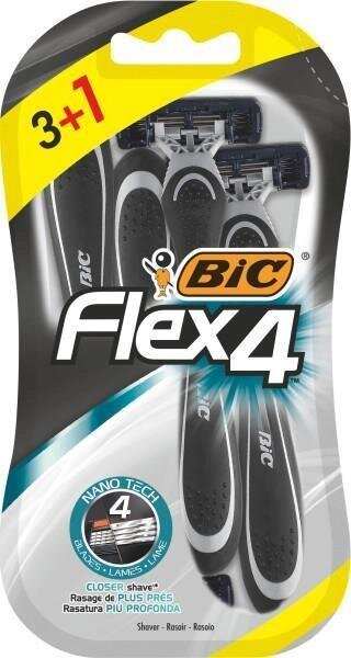 Набір бритв без змінних картриджів Bic Flex 4, 3+1 шт
