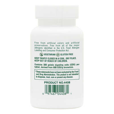 Бромелайн Nature's Plus Bromelain 500 мг, 60 таблеток