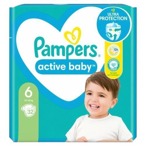 Підгузки дитячі Pampers Active Baby розмір 6, 13-18 кг, 32 шт