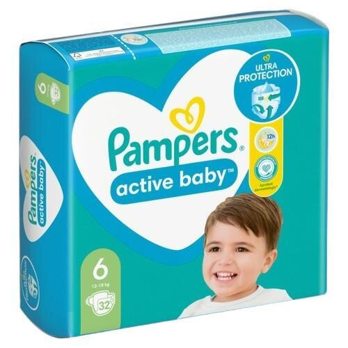 Підгузки дитячі Pampers Active Baby розмір 6, 13-18 кг, 32 шт