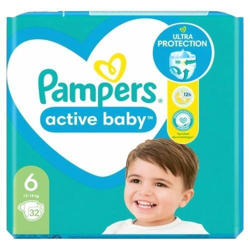 Підгузки дитячі Pampers Active Baby розмір 6, 13-18 кг, 32 шт