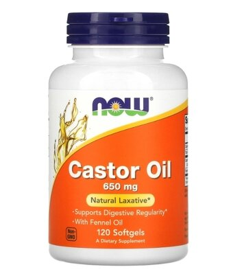 Рицинова олія NOW Castor Oil 650 мг м'які капсули №120