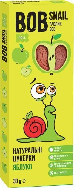 Цукерки Bob Snail Roll натуральні яблучні, 30 г