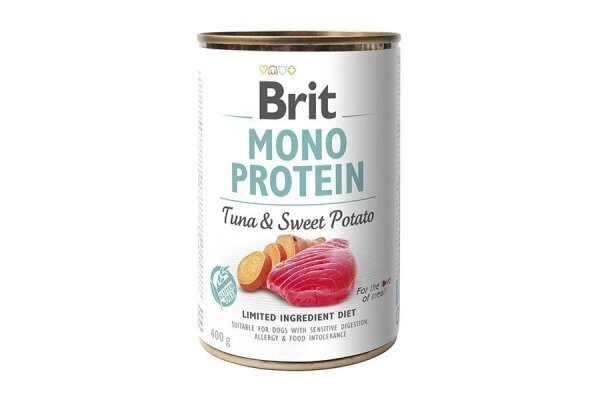 Корм вологий для собак Brit Mono Protein з тунцем та бататом, 400 г