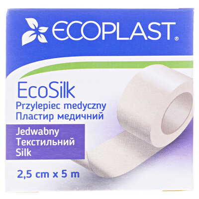 Пластир медичний Ecoplast EcoSilk на текстильній основі 2,5 см x 5 м, папер. упак.