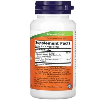 Со Пальметто екстракт NOW Saw Palmetto Extract 320 мг вег. м'які капсули №90
