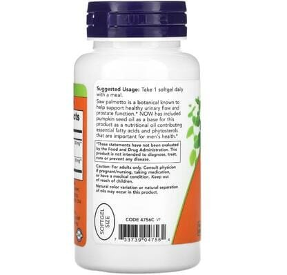 Со Пальметто екстракт NOW Saw Palmetto Extract 320 мг вег. м'які капсули №90
