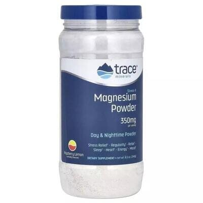 Магній Trace Minerals Stress-X Magnesium Powder 350 мг зі смаком малина-лимон, 240 г