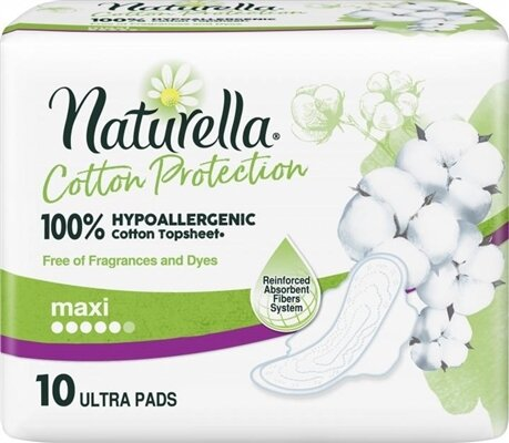 Прокладки гігієнічні Naturella Cotton Protection Ultra Maxi 5 крапель, 10 шт