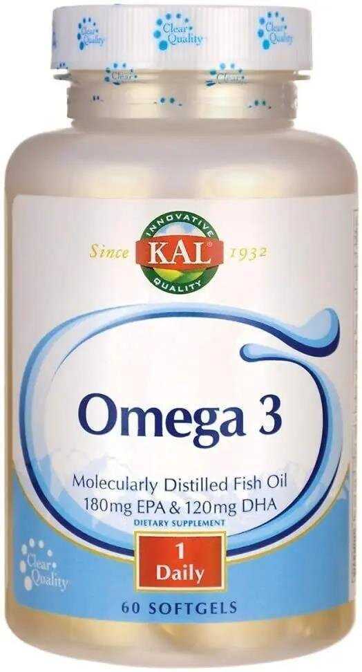 Омега-3 KAL Omega 3 1000 мг, 60 капсул