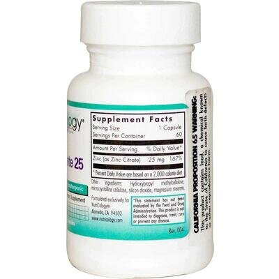 Цинк цитрат Nutricology Zinc Citrate капсули по 25 мг №60