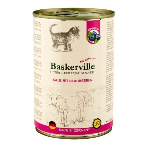 Консерва для кошенят Baskerville Super Premium телятина з чорницею, 400 г