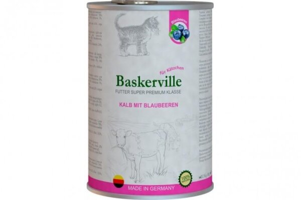 Консерва для кошенят Baskerville Super Premium телятина з чорницею, 400 г