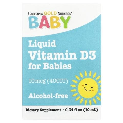 Вітамін D3 400 МО California Gold Nutrition для дітей, 10 мл
