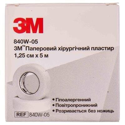Пластир медичний 3М хірургічний на паперовій основі, білий 1,25 см х 5 м, 1 штука