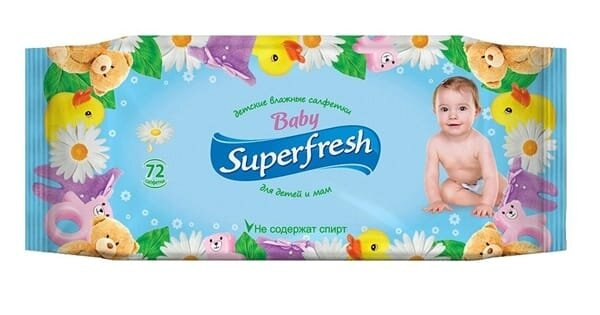 Серветки вологі Superfresh Baby для дітей та мам, 72 шт