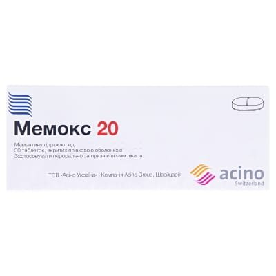 Мемокс 20 таблетки, в/плів. обол. по 20 мг №30 (10х3)