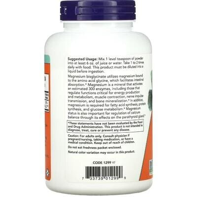 Магній бісгліцинат NOW Magnesium Bisglycinate порошок, 227 г