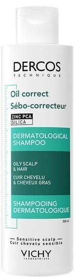 Шампунь-догляд Vichy Dercos Oil Correct Oily Scalp & Hair Shampoo себо-регулюючий, для жирного волосся та шкіри голови, 200 мл