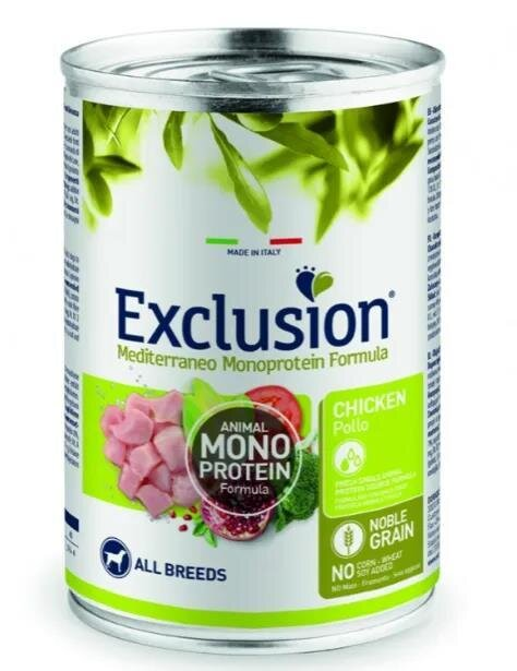 Корм вологий Exclusion Adult Chicken All Breeds Консервований монопротеїновий з куркою для дорослих собак усіх порід, 400 г