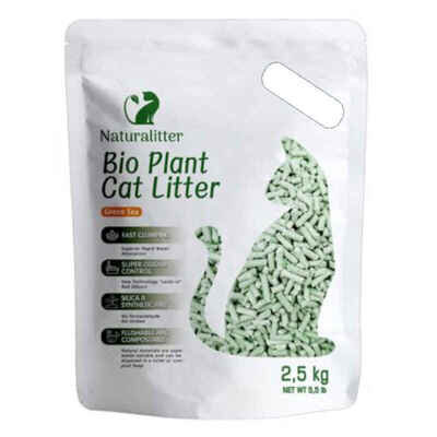 Наповнювач для котячого туалету Naturalitter Bio Plant Cat Litter Green Tea соєвий з ароматом зеленого чаю, 2,5 кг (6 л)