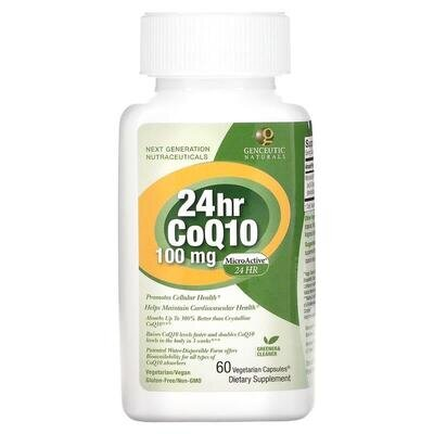 Коензим Q10 Genceutic Naturals 24 hr CoQ10 100 мг, 60 вегетаріанських капсул