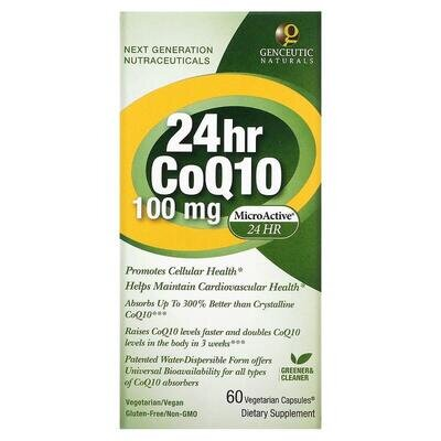 Коензим Q10 Genceutic Naturals 24 hr CoQ10 100 мг, 60 вегетаріанських капсул