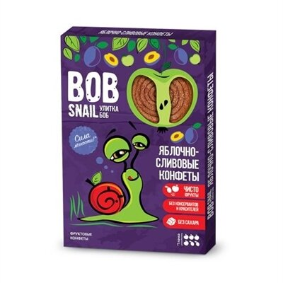 Цукерки Bob Snail Roll натуральні яблучно-сливові, 60 г
