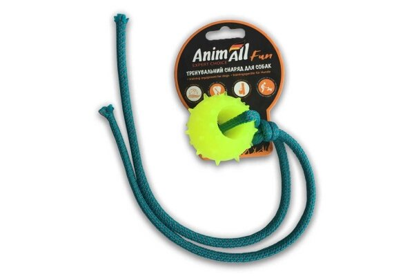 Іграшка для собак AnimAll Fun Куля з канатом жовта, 8 см