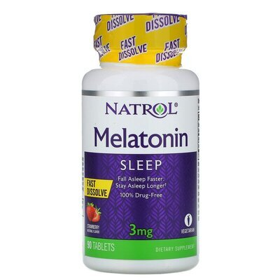 Мелатонін Natrol Melatonin Fast Dissolve 3 мг, смак полуниці, 90 таблеток