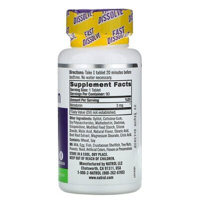 Мелатонін Natrol Melatonin Fast Dissolve 3 мг, смак полуниці, 90 таблеток