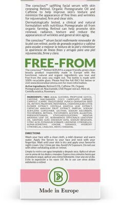 Сироватка для обличчя The Conscious проти зморшок з гранатом та ретинолом нічна для комбінованої і жирної шкіри, 30 мл